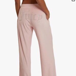 NWT Juicy Couture Women's Velvet Fleece Lounge Pants with Rhinestones